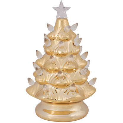 Primitives by Kathy - Lighted Gold Ceramic Christmas Tree