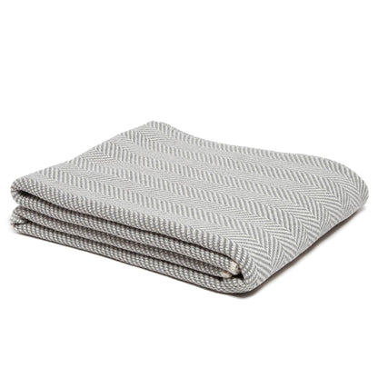 In2Green - Cotton Sustainable Knit Throw Blanket - Herringbone: Aluminum/Milk