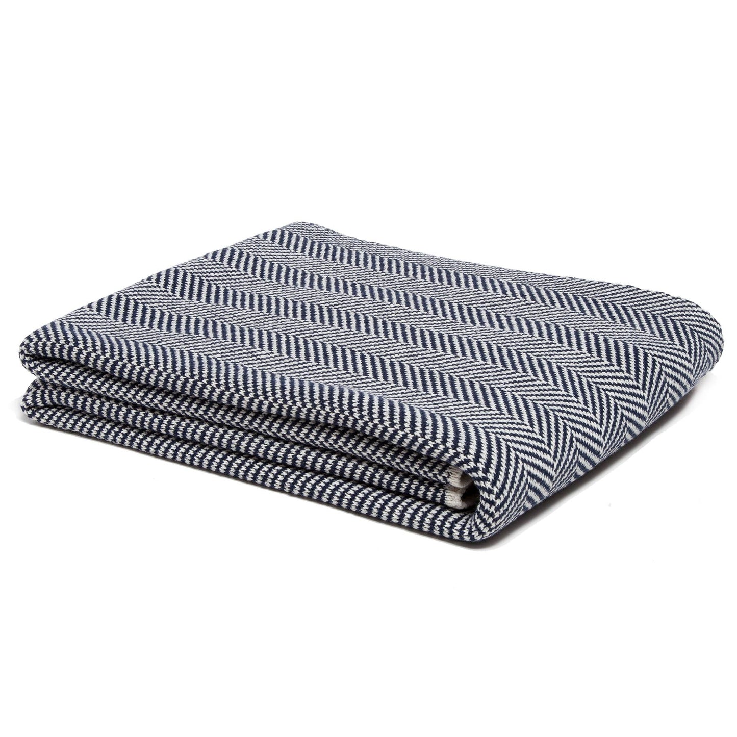 In2Green - Cotton Sustainable Knit Throw Blanket - Herringbone: Aluminum/Milk