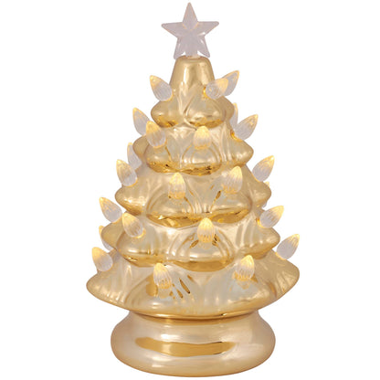 Primitives by Kathy - Lighted Gold Ceramic Christmas Tree