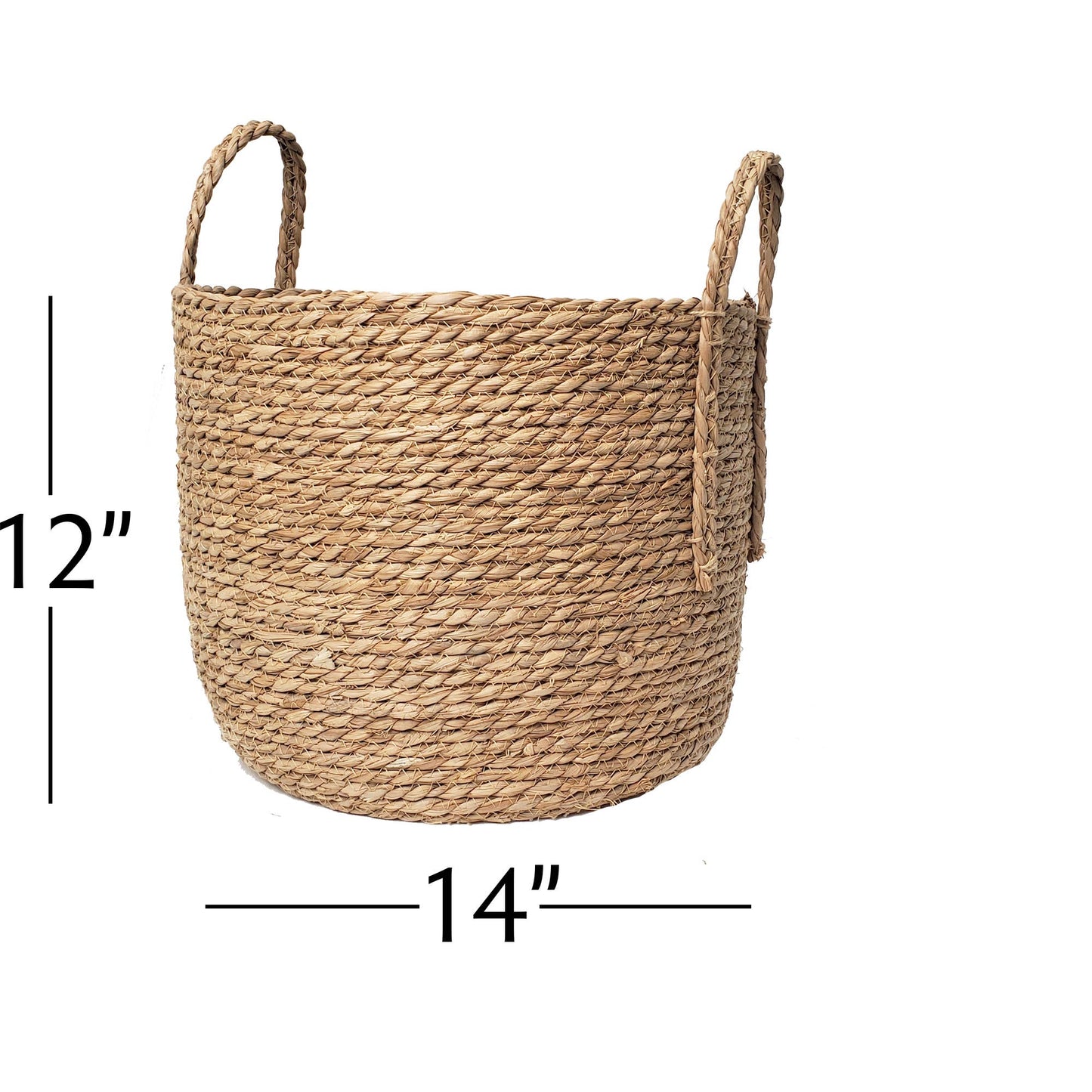 Portofino International Trading, USA - Woven Rattan Floor Round Basket - 14" Diameter x 12"H