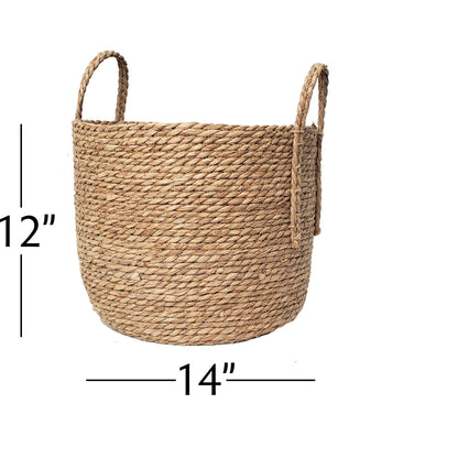 Portofino International Trading, USA - Woven Rattan Floor Round Basket - 14" Diameter x 12"H