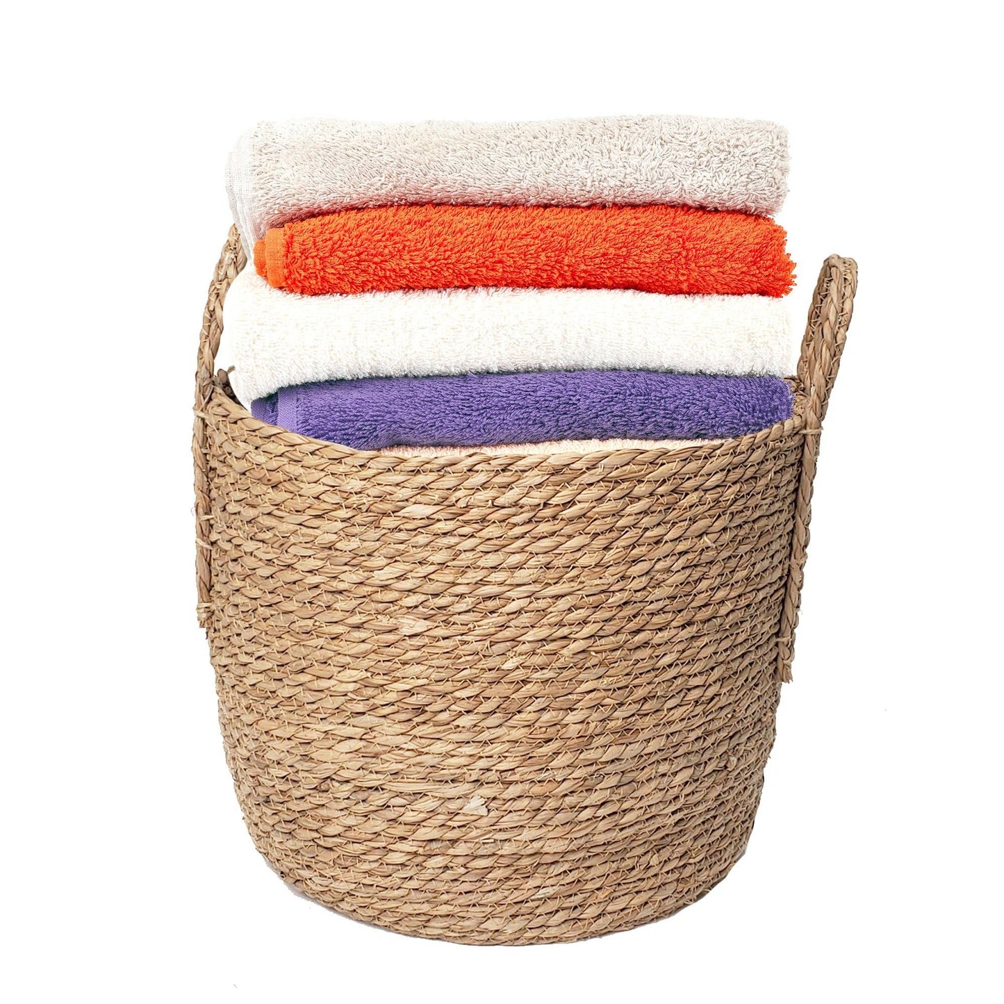 Portofino International Trading, USA - Woven Rattan Floor Round Basket - 14" Diameter x 12"H